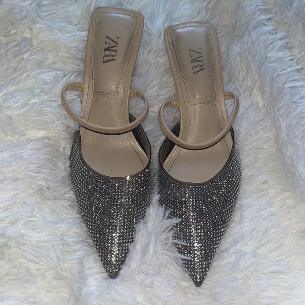 Zara Rhinestone Heeled Mules
